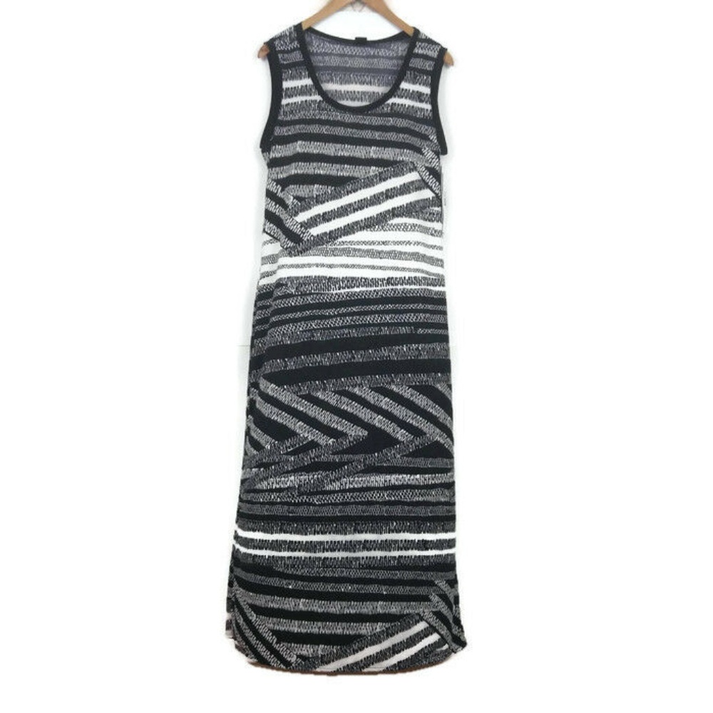 Sunny Taylor Petite Maxi Dress Black Striped PL